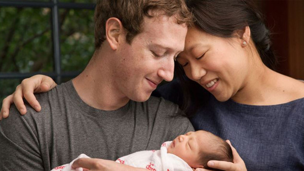 Mark Zuckerberg and wife with new baby