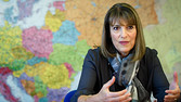 EasyJet CEO Carolyn McCall speaks during...EasyJet CEO Carolyn McCall speaks during an interview at the airline's headquarters at Luton airport, north of London, on February 10, 2016. Europe's airline sector is on course for further consolidation, while the region offers "massive opportunities" for growth, according to Carolyn McCall, chief executive of British budget airline EasyJet. / AFP / LEON NEAL / TO GO WITH AFP STORY BY BEN PERRYLEON NEAL/AFP/Getty Images
