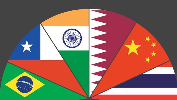 Under one flag: Brazil, Chile, India, Qatar, China and Thailand are among the vast range of 'emerging market' countries