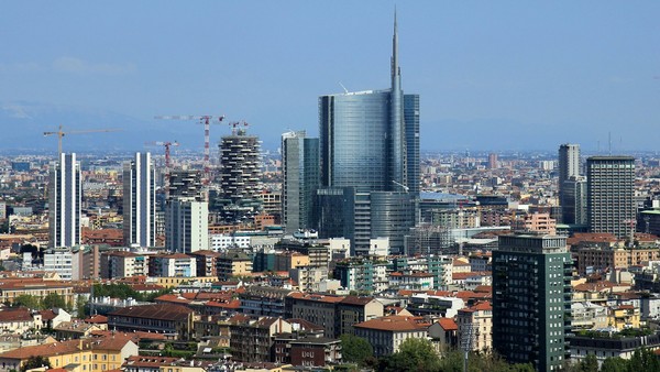 New modern skyline in Milan, Italy.