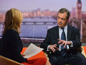 Nigel Farage with Sophie Raworth on 'The Andrew Marr Show', March 3