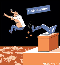 illustration of unfriending somebody at facebook