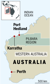 Pilbara region Australia map