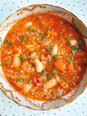 Hearty quinoa and white bean soup
